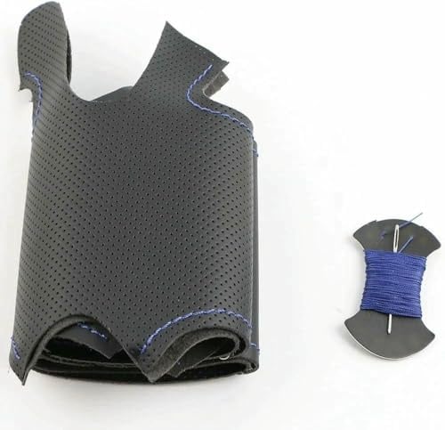 SXHLKJMF Selbstgenähter Lenkradbezug aus schwarzem Kunstleder für Golf 5 Mk5, Passat B6 und Jetta 5 (2007–2011)
