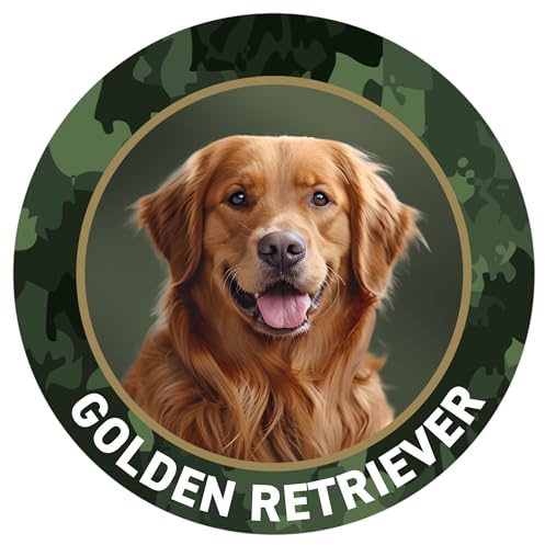 Golden Retriever Premium Aufkleber - Autoaufkleber mit Schutzlamiat, UV- & witterungsbeständig, Sticker für Auto, Kfz, Pkw, Autoscheibe und Innenbereich, Ø 10 cm - Made in Germany