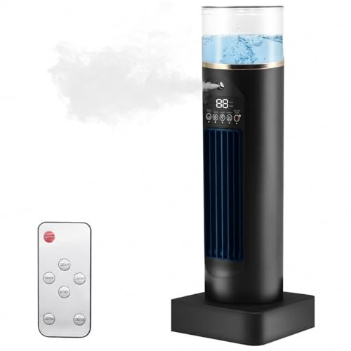 Mini Klimaanlage Mobil, 6-stufiger Luftkühler mit 100ML Wassertank, 3S Schnellkühlung, Berührungslose Fernbedienung, 6H Timer, Befeuchter für Schlafzimmer/Büro