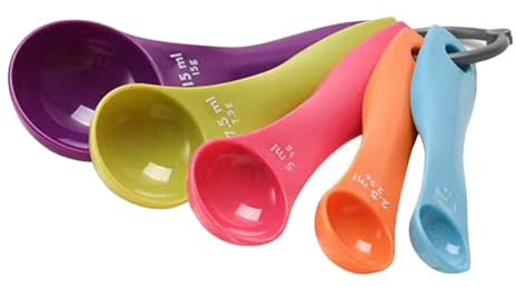 5PCS Plastic Measuring Spoons for Powder, Protein, Coffee and Liquid Use | Lightweight measuring spoons help portion powders and liquids quickly and accurately.