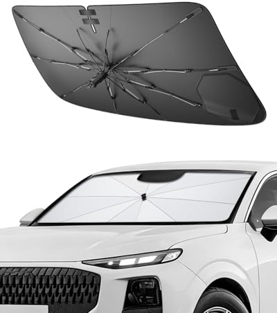 SHAOHAO Compatible con Audi Q3 FJ 2025 2026 2027 Protector Solar para Coches Parabrisas Visera Solar Fácil Almacenamiento Tirador con cordón Protección UV Protector Solar Audi Q3 Accesorios Parasol