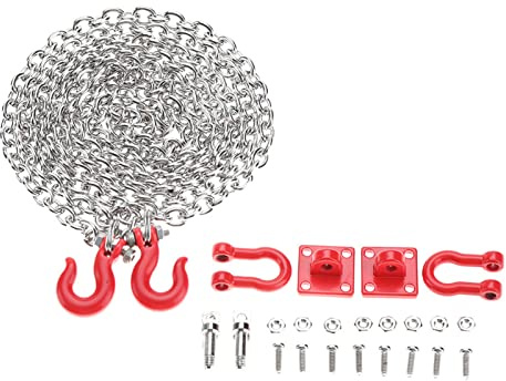 Qcwwy Rc Tow Chain Trailer Safety Chain, Tow Hook for Rc Cars Crawler Car, Model Car Accessories