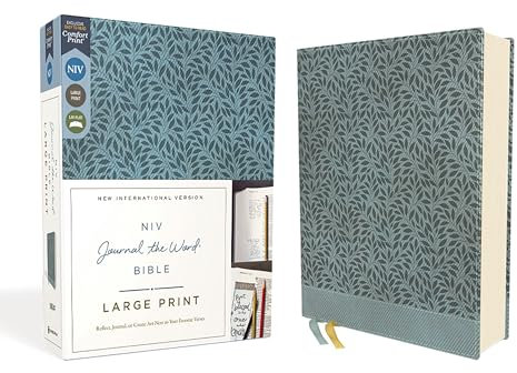 NIV, Journal the Word Bible (Perfect for Note-Taking), Large Print, Leathersoft, Teal, Red Letter, Comfort Print: Reflect, Take Notes, or Create Art Next to Your Favorite Verses