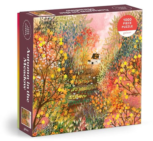 Galison Autumn In The Meadow – 1000 Piece Jigsaw Puzzle Featuring Beautiful Artwork Of A Cottage Nestled Amongst A Fall Meadow