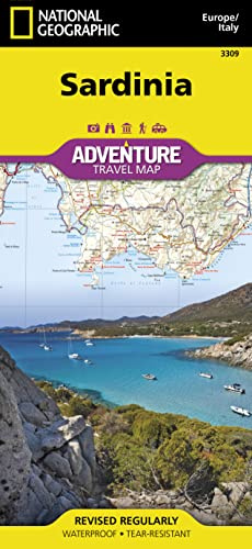 Sardinia Adventure Map by National Geographic – Waterproof Travel Map of Sardegna with Roads, Beaches & Historic Sites – Foldable Italy Map for ... Drives (National Geographic Adventure Map)