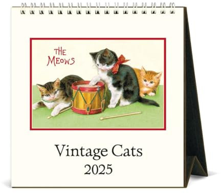 Cavallini & Co. Vintage Cats Tischkalender 2025, Staffelei, 16,5 x 16,5 cm