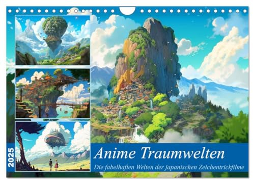Anime Traumwelten (Wandkalender 2025 DIN A4 quer), CALVENDO Monatskalender: Eine Reise durch die Welt der japanischen Zeichentrickfilme (CALVENDO Orte)