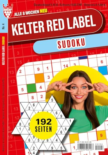 Kelter Red Label Sudoku Nr. 4 VDZ38454 C5 Größe, 192 Seiten