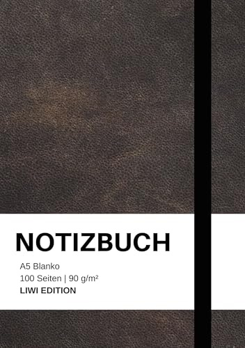 Notizbuch A5 blanko - 100 Seiten 90g/m² - Soft Cover Schwarz - FSC Papier: Notebook A5 blanko