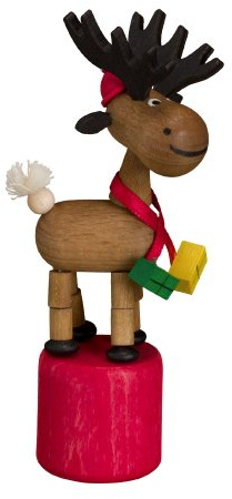 Wackeltier Weihnachtselch Wackelfigur Seiffen Erzgebirge Spielzeug 105/075 NEU