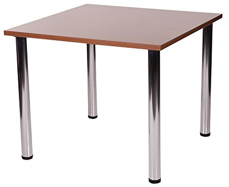Net Furniture Fabian Quadratisch Klein Oder groß Küche Esstisch mit 4 Chrom Beinen, Metall Holz, Braun, 90 x 90 cm