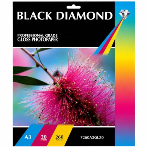 Black Diamond Fotopapier glänzend für Tintenstrahldrucker, A3, 260 g/m², 20 Bögen