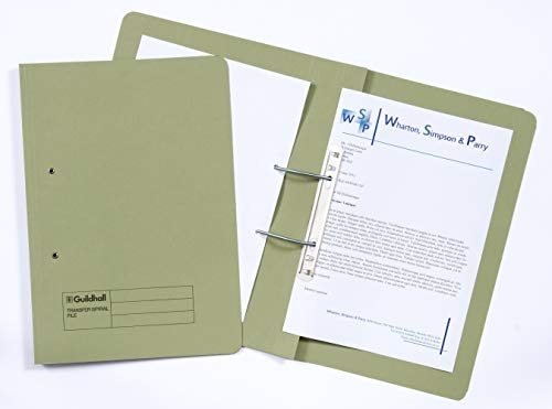 Exacompta - Ref 211/7002Z - Guildhall - Spiral File, 355 x 250mm, 420gsm Durable Heavyweight Sprint Manilla, Suitable for Foolscap Documents - Green, Pack of 25