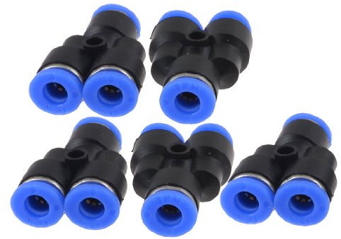 sourcing map 5 Stück Luftleitungen 3 Wege 6 mm bis 6 mm Y förmige Kupplungsrohr Schnellverbindungsfittings