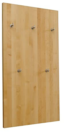 Holzprojekt-Summer Wandgarderobe Flurgarderobe Garderobenpaneel Massivholz Birke mit 5 Kleiderhaken