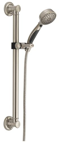 Delta Faucet 9-Spray Slide Bar Hand Held Shower with Hose, Brushed Nickel Handheld Shower Head, Slide Bar Hand Shower, Handheld Shower, Detachable Shower Head, Stainless 51900-SS
