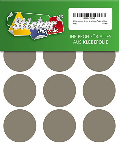 48 Klebepunkte, 50 mm, silber, aus PVC Folie, wetterfest, Markierungspunkte Kreise Punkte Aufkleber
