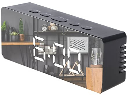 ADLER AD 1189B Wecker mit Raumtemperaturanzeige Alarm Datumsanzeige Weckeranzeige Hintergrundbeleuchtung Tischuhr Temperaturanzeige USB- oder batteriebetrieben (Schwarz)