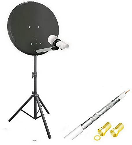 Mini impianto satellitare 42 cm con tre gambe del treppiede 1,5 m; 42 cm Antenna ad alte prestazioni, 0,1 DB Super della LNB e collegamento del set [10 m cavo coassiale 120 DB; 2 X spina]