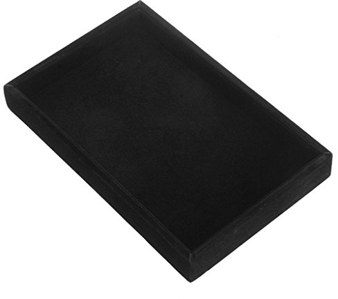 Mentin Velvet Jewellery Tray, Jewellery Display Box – 22.5 x 14.5 x 3 cm (Black)