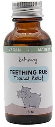 Balm Baby Teething Oil Rub - Natural Baby Teething Relief Aid with Chamomile & Clove - Vegan, Non-GMO, Gentle & Effective - 1 oz Glass Bottle (Bottle w/Cap)