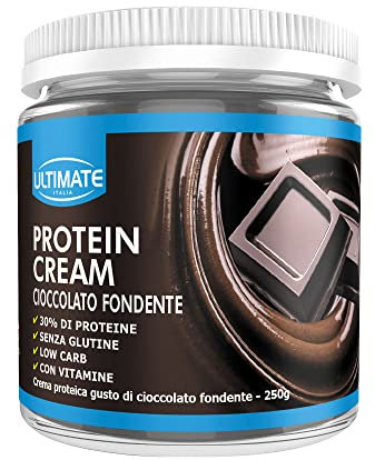 Protein Cream Cioccolato Fondente - Crema Proteica Spalmabile Col 30% Di Proteine Del Siero Del Latte - Whey Isolate Microfiltrate - Senza Glutine - Senza Zucchero - Low Carb - 250 g