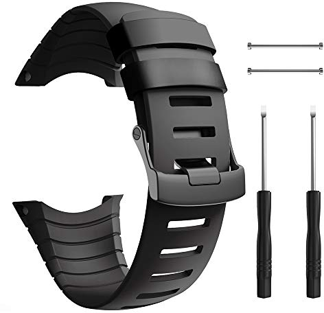 ANBEST TPU Ersatzbänder Kompatibel mit Suunto Core Armband, TPU Sportarmband Erstatzband Uhrenarmband für Suunto Core (Schwarz)