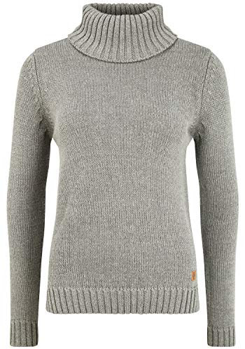 OXMO OXPIA Damen Rollkragenpullover Pullover mit Rollkragen Reißverschluss Baumwollmischung Regular fit, Größe:M, Farbe:Grey Mel (7982363)