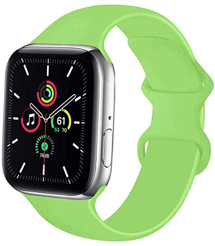 Lerxiuer Watch Strap 38mm 42mm 40mm 44mm 41mm 45mm Soft Silicone Band Replacement Wrist Strap Compatible with Apple Watch Series 7 6 SE Series 5 4 3 2,Green 42/44/45mm-M/L