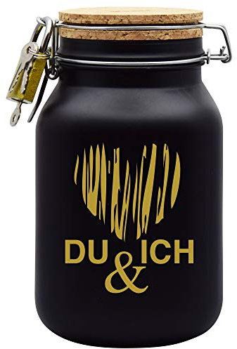Spardose Du&Ich Geld Geschenk Idee Schwarz XL