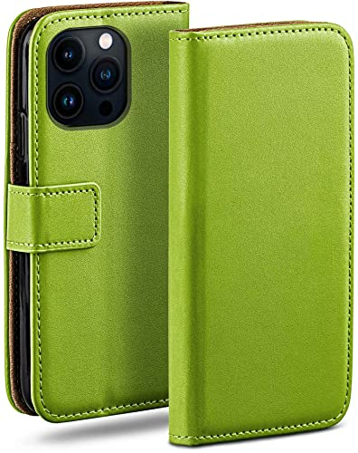 moex Book Case für iPhone 13 Pro Max Handyhülle mit Kartenfach, Hülle klappbar 360 Grad Schutzhülle, Klapphülle Flip Case Cover, PU Leder Handytasche Lederhülle, Grün