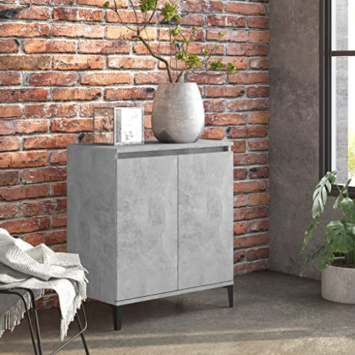 SKM Credenza in Legno Multistrato - Design Industriale Moderno, 60x35x70 cm, Spaziosa e Versatile, Perfetta per Casa e Ufficio, Colore Grigio Cemento