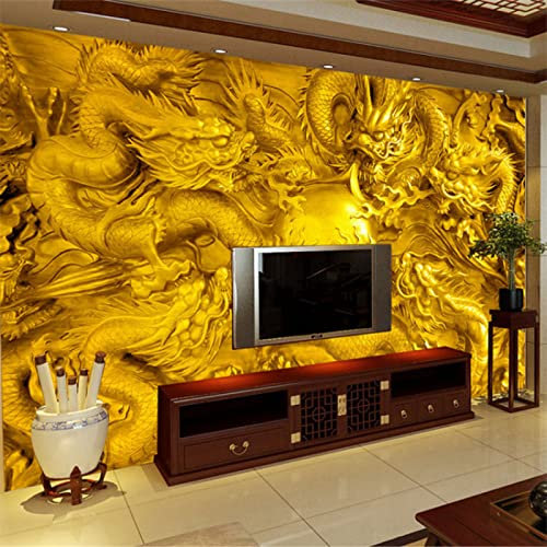 LEGVSHSR Glod Gragon 3D Papel Murals Wallpaper für Wohnzimmer Hintergrund 3D Wall Photo Murals Wall Paper 3D Wall Stickers-400x280cm