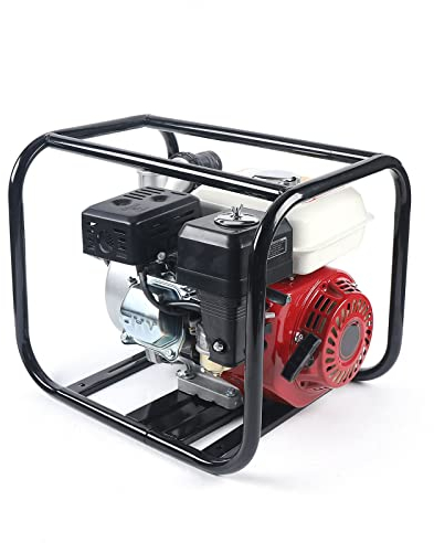 Pompe à eau portable de 6,5 HP - Transfert d'eau - 6,5 HP - Moteur à essence - 2 temps - 3600 tr/min