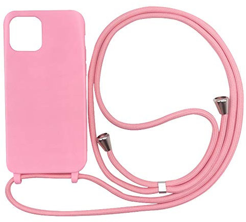 PuYu Zhe Cordon de Coque Compatible avec iPhone 13,Réglable Collier pour Étui Housse Silicone TPU Bumper Cover Mince Antichoc Lanyard Case-Rose