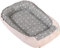 Medi Partners Babynest Nestchen für Neugeborene - 100x60x15 Babynestchen Baby zweiseitg Nest Bett 100% Baumwolle Waffel Kuschelnest tragbar (graue Sternen mit Hellrosa Waffel)