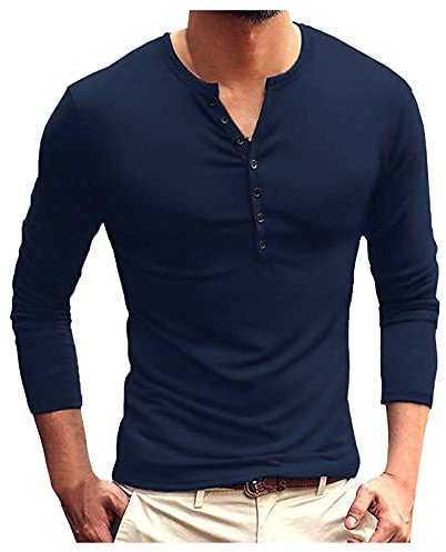 Sportliche Oberteile für Herren Mode Sweatshirt Bluse Geschenke für Männer Hals-Knopf für Männer schlank bequemer Ärmel O Lange farbige solide Herrenbluse Seide Hemd Herren