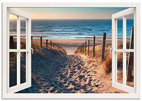 ARTLAND Wanddeko Wandbild Alu Verbundplatte für Innen & Outdoor Bild 100x70 cm Landschaften Fensterblick T6BV