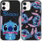 Omyzo [2 pieces Case Compatible with iPhone 12/12 Pro 6,1 Stitch Case,Soft TPU Silicone Shockproof Cover Cute Cartoon Kawaii Character Design for Kids Women Boys Girls Protective Phone Cover Black