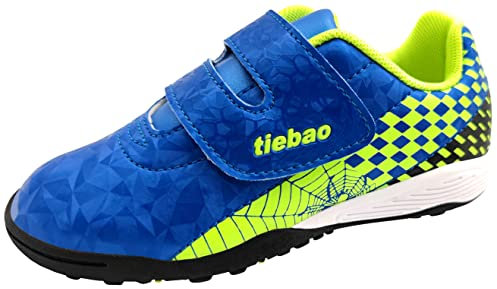 tiebaoGanar Kinder Fußball Cleats Futsal Schuhe Fußballschuhe Leichte Verstellbare Riemen Hook Loop Blau TBG-S76660F/Blue-24