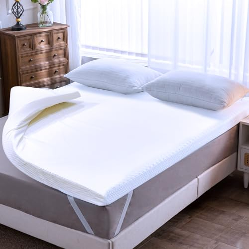3 Inch Memory Foam Mattress Topper Small Single Bed - 7.5 cm Thickness Mattress Topper for Orthopedic Pain Relief with Washable Bamboo Cover (Small Single Size, 75x190 cm)