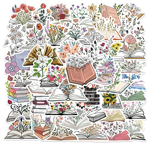 50 Pcs Beautiful Stickers Aesthetic Waterprof Vinyl Sticker for Kindle Book Laptop Water Bottle Adults