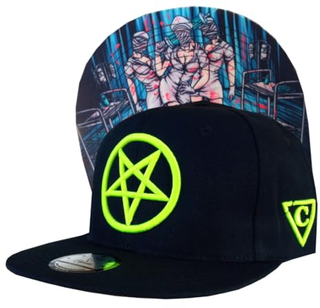 Capiche [99+ Designs] Schwarze Krankenschwester Mütze, Cursed Nurse, Snapback Cap Herren Lustig, Steampunk Hut, Neon grünes Pentagramm, Medizinisches Grafik Tattoo, Schwarz und Grüne Baseballkappe
