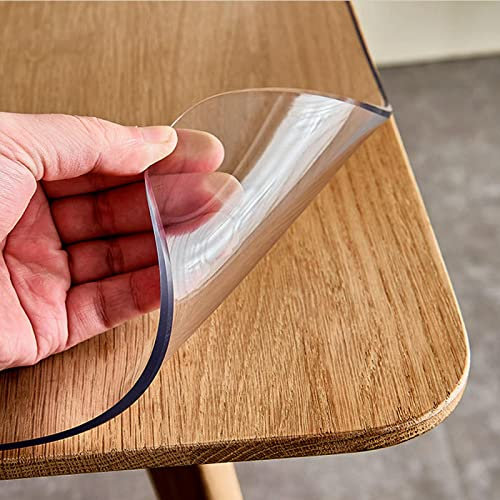 YHBZ Rectangle de Nappe,Tissu Souple en Verre cristallin,Peut essuyer Le Tapis de Table Transparent,Protection de Bureau Nappe PVC,3mm d'épaisseur résistant à la Chaleur,80 * 80cm/31.5 * 31.5in
