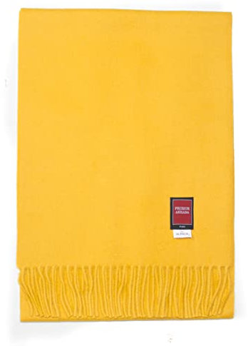 PREMIUMARMADA Purer Wollschal aus 100% Wolle Alpaka, eleganter Winterschal, Wollschal aus feiner 100% Alpaka Wolle, weich, warm, pures elegantes Naturhaar unisex, natur (gelb)