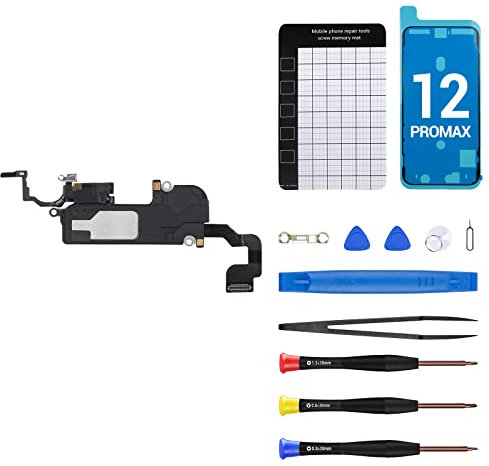 for iPhone 12 Pro Max Ear Speaker Replacement Repair Kit 12promax New Front Earpiece Module Part with Ambient Light Sensor Proximity Sensor Flex Cable Fix Tools for A2342 A2410 A2411 A2412