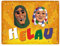 Helau Mainzer Fastnacht Metallschild XXL in 28x38 cm mit Kostümmasken als Dekoration, um fünfte Jahreszeit in Köln, Mainz und Fasching einzuleiten und Narren und Jecken Alkohol Umzug Kostüm