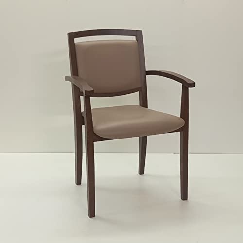 Zorgmeubel Bequemer Seniorenstuhl mit Armlehne Senior A, Sitzhöhe 45 cm (Verschiedene Sitzhöhen von 45 cm bis 50 cm, Dunkelbraun gebeizt, Ergonomische Esszimmerstuhl)