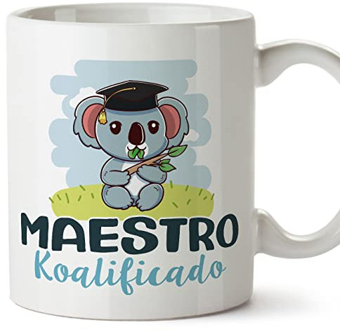 MUGFFINS Tazas para MAESTRO hombre - En Español - Koalificado/koalificada - 11 oz / 330 ml - Regalo original y divertido