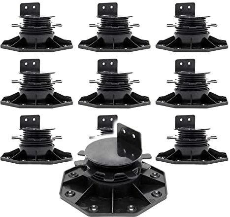 XPOtool Juego de 10 bases regulables para terraza carga máxima 2700kg ajustable en altura 33-64mm